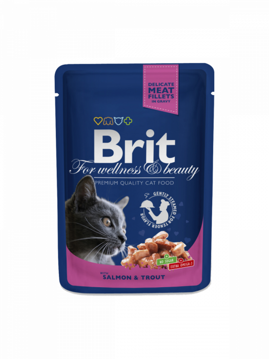 Brit Premium Cat Adult Somon si Pastrav Plic [1]