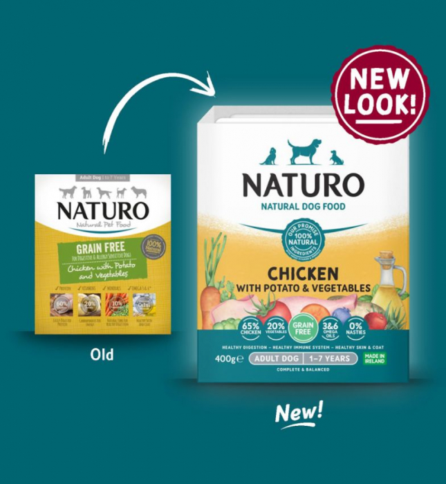 Caserola Naturo Adult Grain Free cu Carne de Pui, Cartofi si Legume 400g [2]