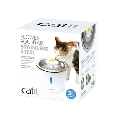 Catit Pixi Fantana Stainless Steel Flower cu Led pentru Pisici 3 L [5]