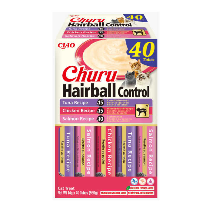 Churu Cat Varieties Hairball Recompense Cremoase cu Ton, Pui si Somon 40 Buc [3]