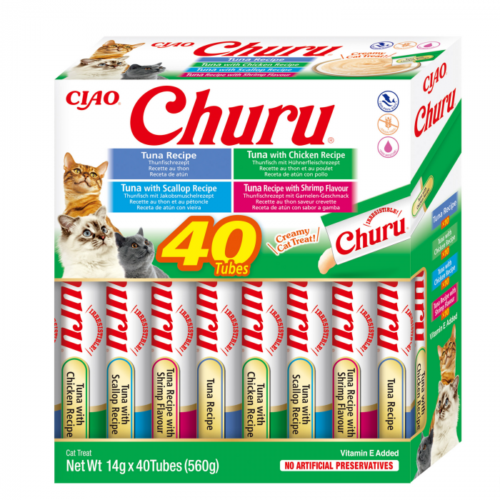 Churu Cat Varieties Recompense Cremoase cu Ton si Fructe de Mare 40 buc [1]