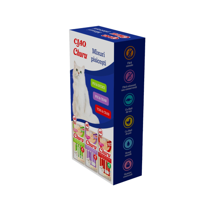 Ciao Churu Mixuri Pisicesti cu Pui si Scoici, Pui si Crab, Ton si Crab 6 Buc [2]