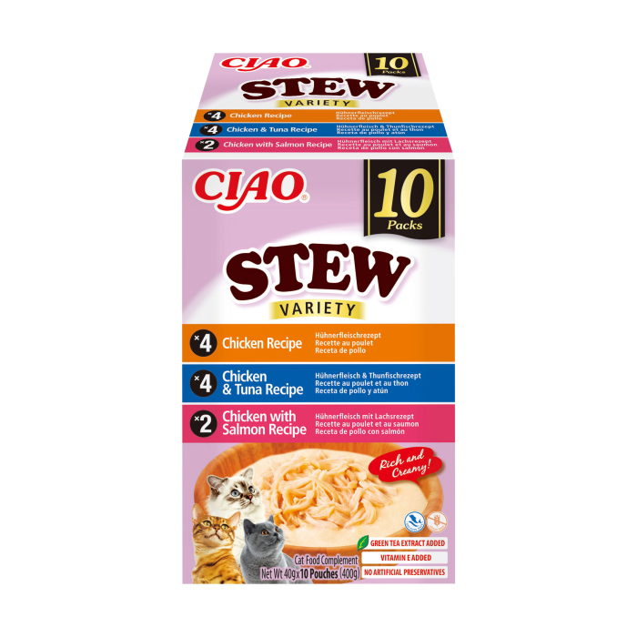 Ciao Churu Stew Variety cu Pui, Pui si Ton, Pui si Somon 10 Buc [1]