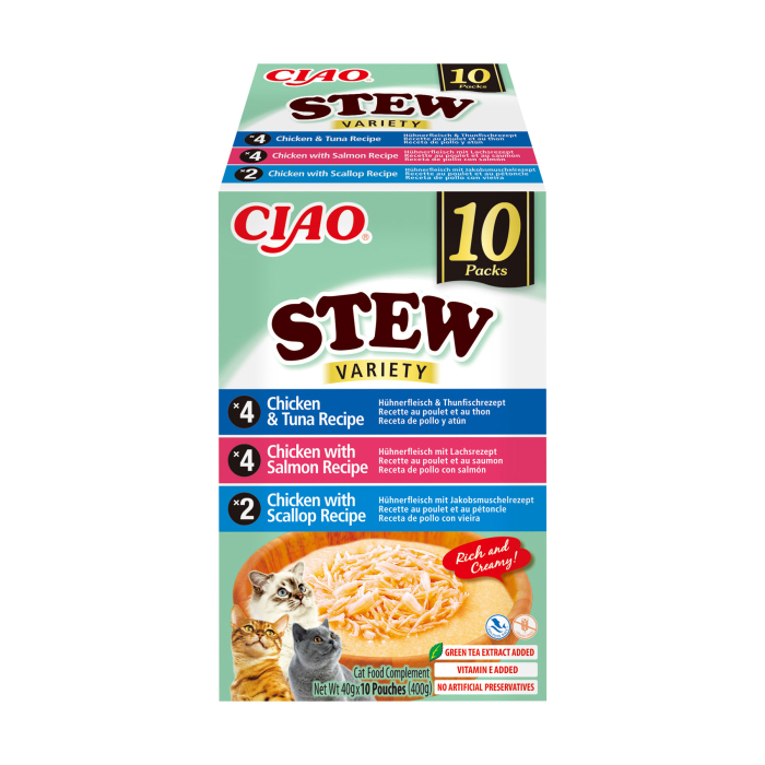 Ciao Churu Stew Variety cu Pui si Ton, Pui si Somon, Pui si Scoici 10 Buc [1]