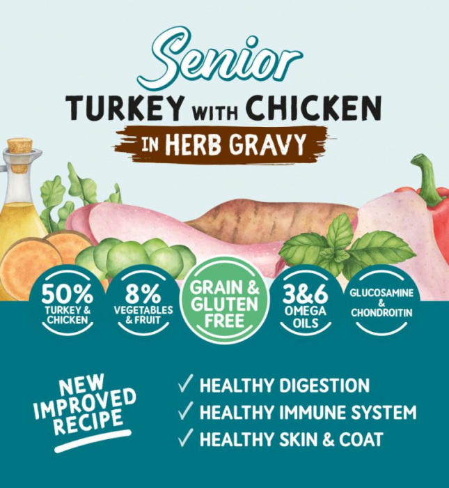Conserva Naturo Senior cu Carne de Curcan si Pui, Amestec de Fructe si Legume in Sos cu Ierburi Aromatice 390g [4]