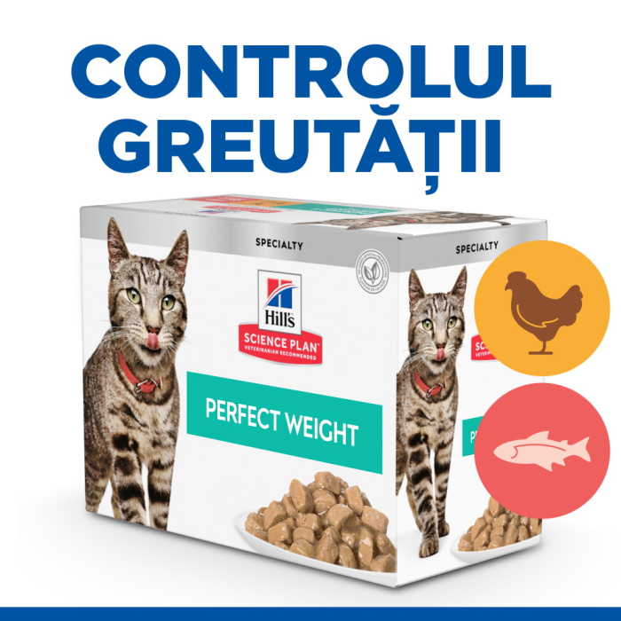 Hills SP Feline Adult Perfect Weight cu Pui si Somon 12x85 Gr [2]