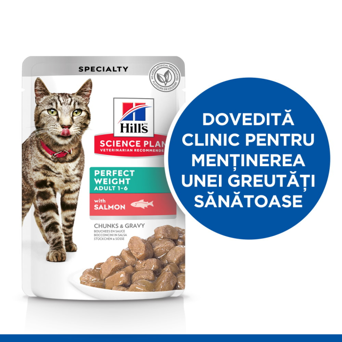 Hills SP Feline Adult Perfect Weight cu Pui si Somon 12x85 Gr [3]