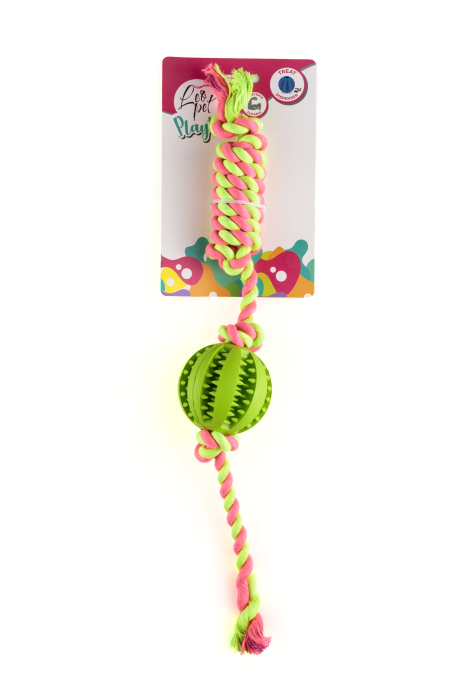 Leopet Dog Rubber Ball Rope Assorted Colours 7 Cm [2]