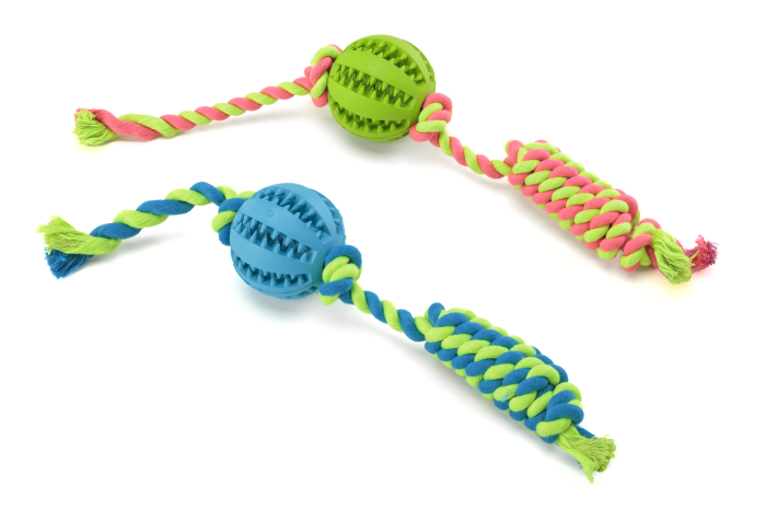 Leopet Dog Rubber Ball Rope Assorted Colours 7 Cm [3]
