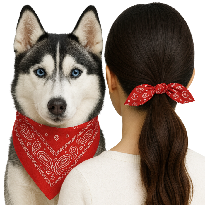 Leopet Twinlook Set Bandana cu Elastic de Par Asortat Red [2]