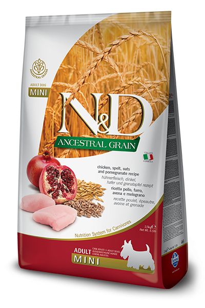 N&D Ancestral Grain Chicken, Spelt, Oats and Pomegranate Adult Mini [1]