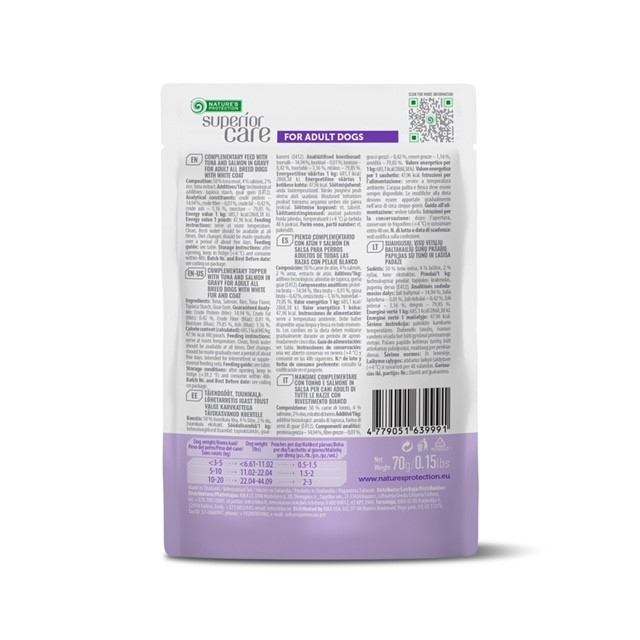 Nature's Protection Gustari Pentru Caini Blana Alba de Toate Rasele cu Ton si Somon 70g [2]