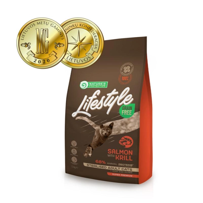 Nature's Protection Lifestyle Grain Free Adult Cat Sterilised Salmon with Krill [3]