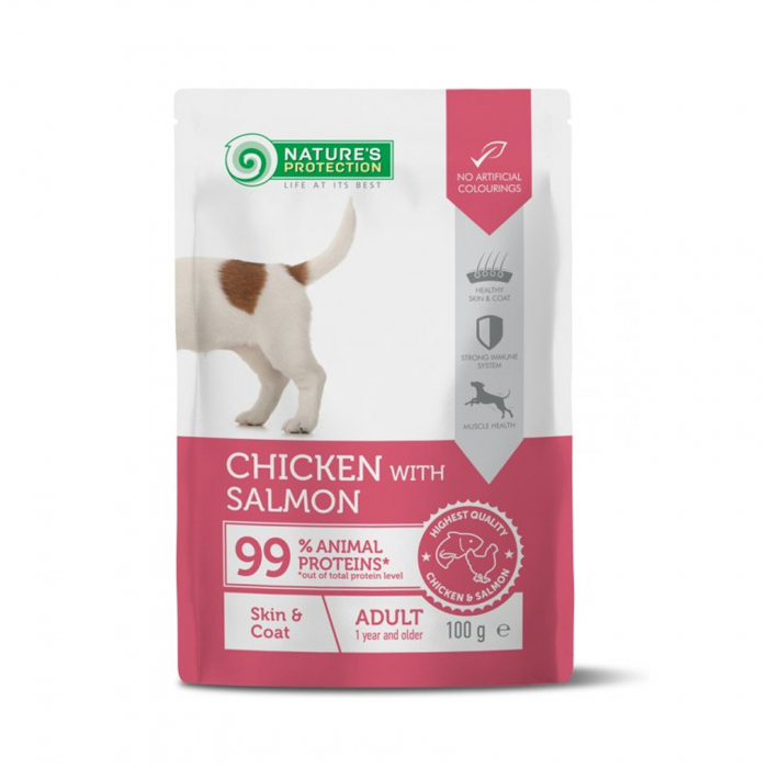 Nature's Protection Gustari Pentru Caini Blana Alba de Toate Rasele cu Ton si Biban 70g [1]