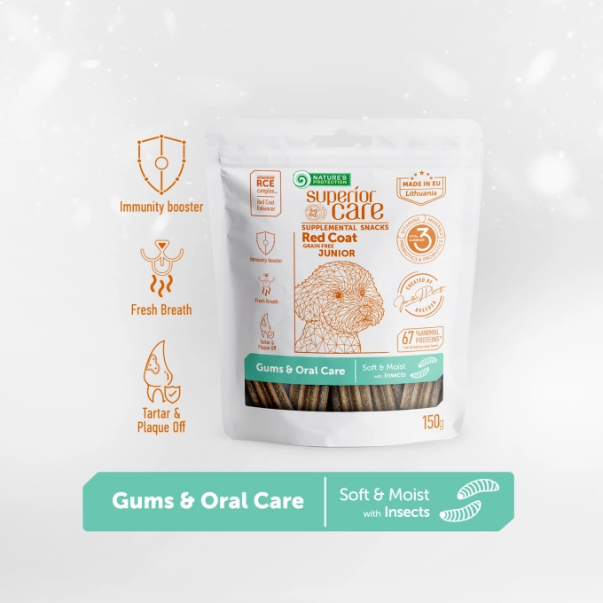 Nature's Protection Snack GF Gums&Oral Care Red Coat cu Insecte pentru Caini Juniori de Toate Taliile [2]