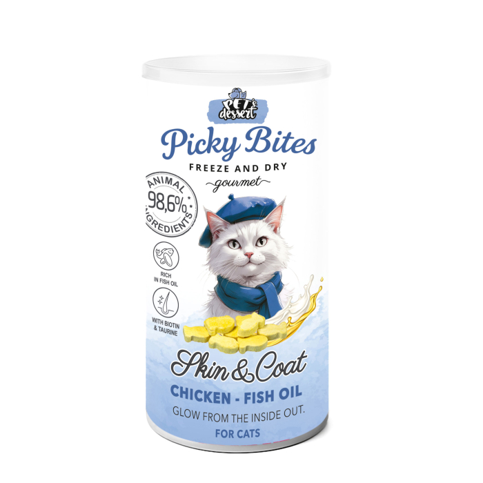 Pet’s Dessert Recompense Picky Bites Skin and Coat cu Pui si Ulei de Peste [2]