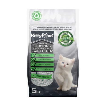 Nisip, Silicat si Asternuturi pentru Pisici - Asternut Igienic Premium KittyMax Aloe Vera pentru Pisici 5 L