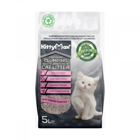 Nisip, Silicat si Asternuturi pentru Pisici - Asternut Igienic Premium KittyMax Baby Powder pentru Pisici