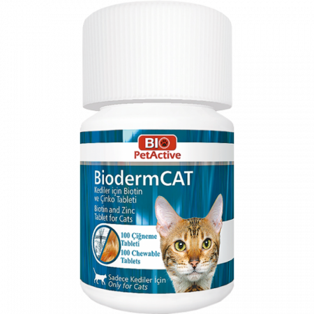 Suplimente Nutritive Pisici - Bio PetActive Biodermcat 100 Tabs (Biotin and Zinc Tablet)