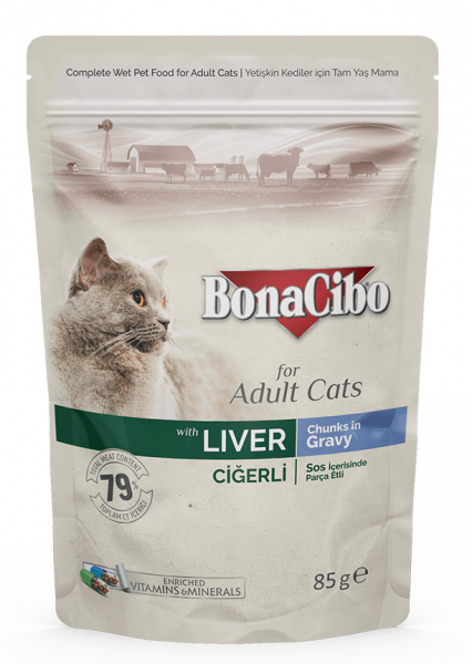 BonaCibo - 12 x BonaCibo Adult Pisica Ficat Plic