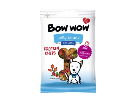 Recompense si Delicii pentru Caini - Bow Wow Protein Chips Recompense Functionale cu Colagen 60 Gr