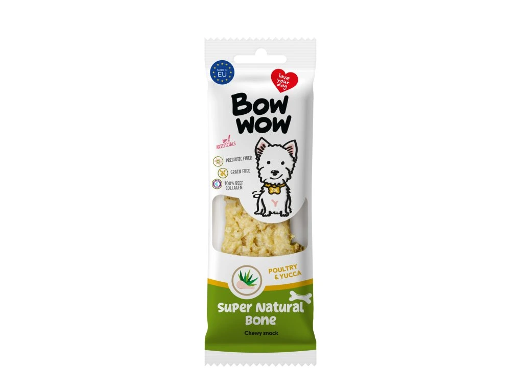 Recompense si Delicii pentru Caini - Bow Wow Recompensa Super Natural Bone cu Pasare si Yucca 24 Gr