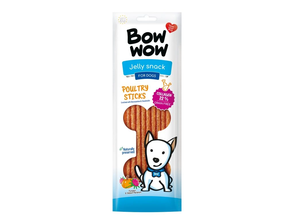 Recompense si Delicii pentru Caini - Bow Wow Recompense Jelly pentru Caini cu Vita si Pasare
