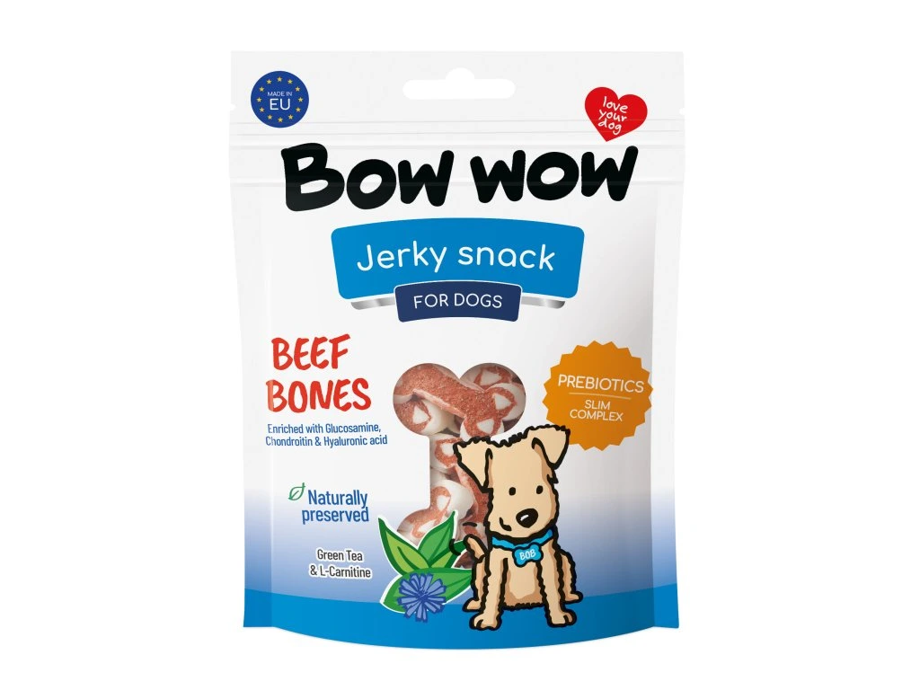 Recompense si Delicii pentru Caini - Bow Wow Recompense pentru Caini Bones cu Vita 80 Gr