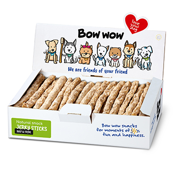 Recompense si Delicii pentru Caini - Bow Wow Recompense pentru caini natural sticks cu burta de vita, 50buc/box