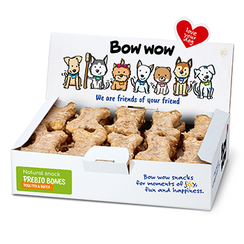 Recompense si Delicii pentru Caini - Bow Wow Recompense pentru caini os natural cu pui,ficat&yuca 30buc/box