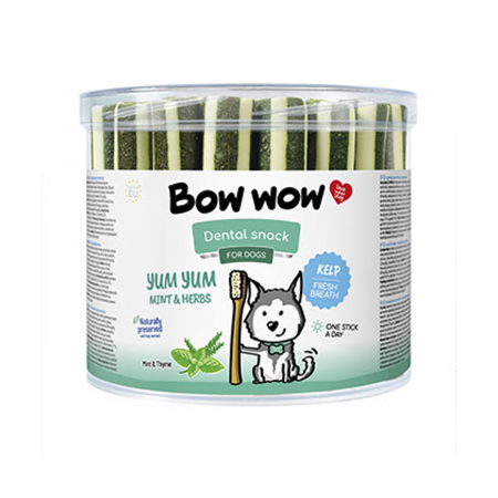 Recompense si Delicii pentru Caini - Bow Wow Recompense Pentru Caini Tuburi cu Menta si Ierburi 35 buc/box