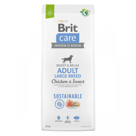 Caini - Brit Care Adult Large Breed Sustainable cu Pui si Insecte 12+2 Kg