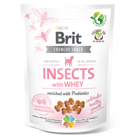 Recompense si Delicii pentru Caini - Brit Care Puppy Crunchy Snack Insects With Whey