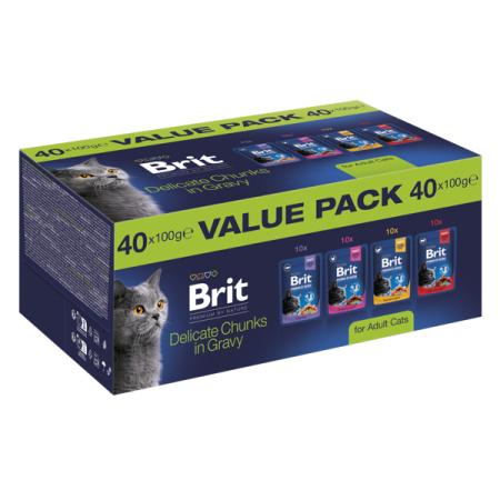 Brit Premium - Brit Premium Multipack Hrana Umeda pentru Pisici Adulte 40 x 85 g