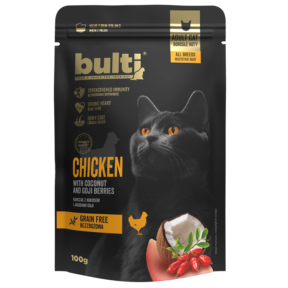 Bult - Bulti GF Superfood Pouch cu Pui, Nuca de Cocos si Goji pentru Pisici 100 Gr