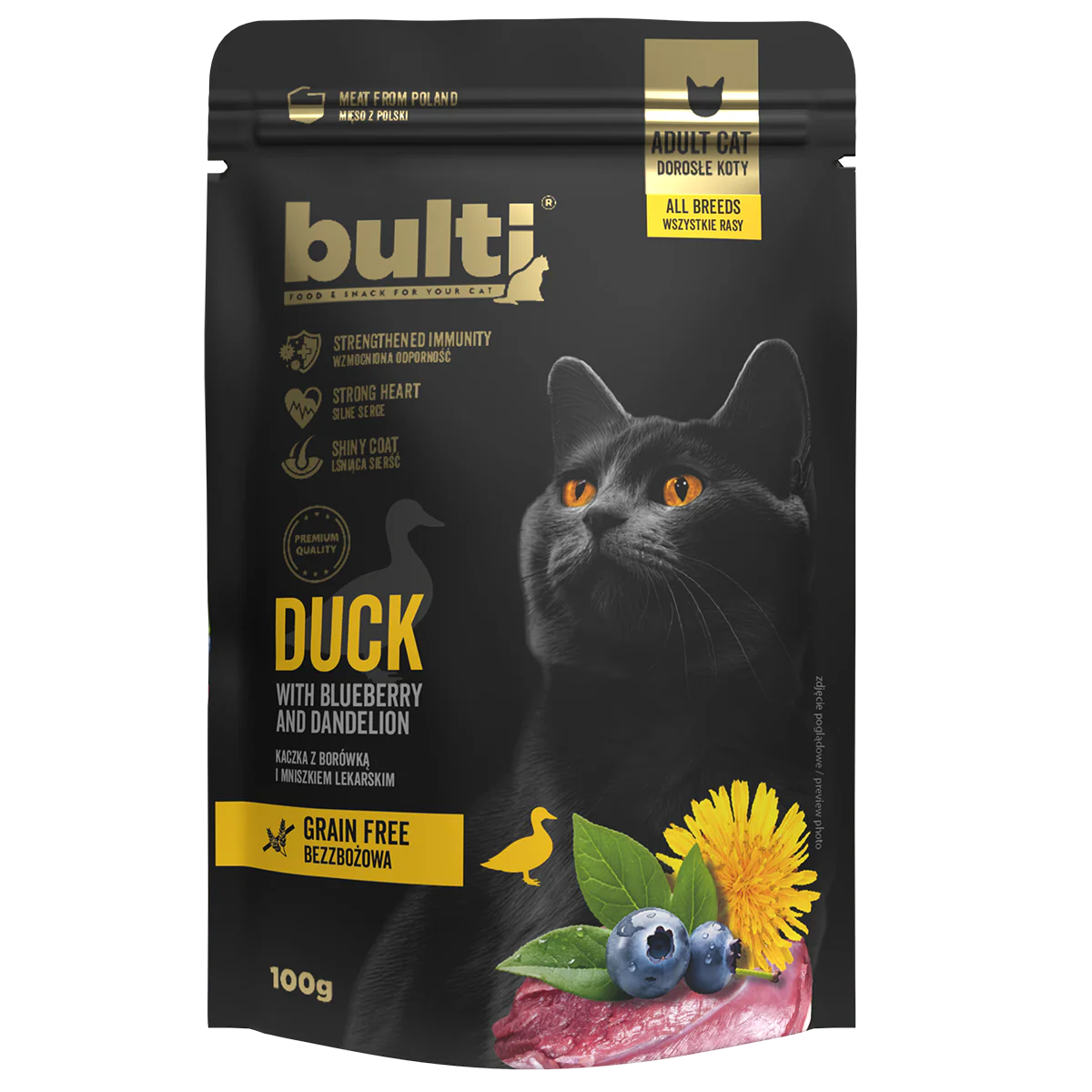 Bult - Bulti GF Superfood Pouch cu Rata, Afine si Papadie pentru Pisici 100 Gr