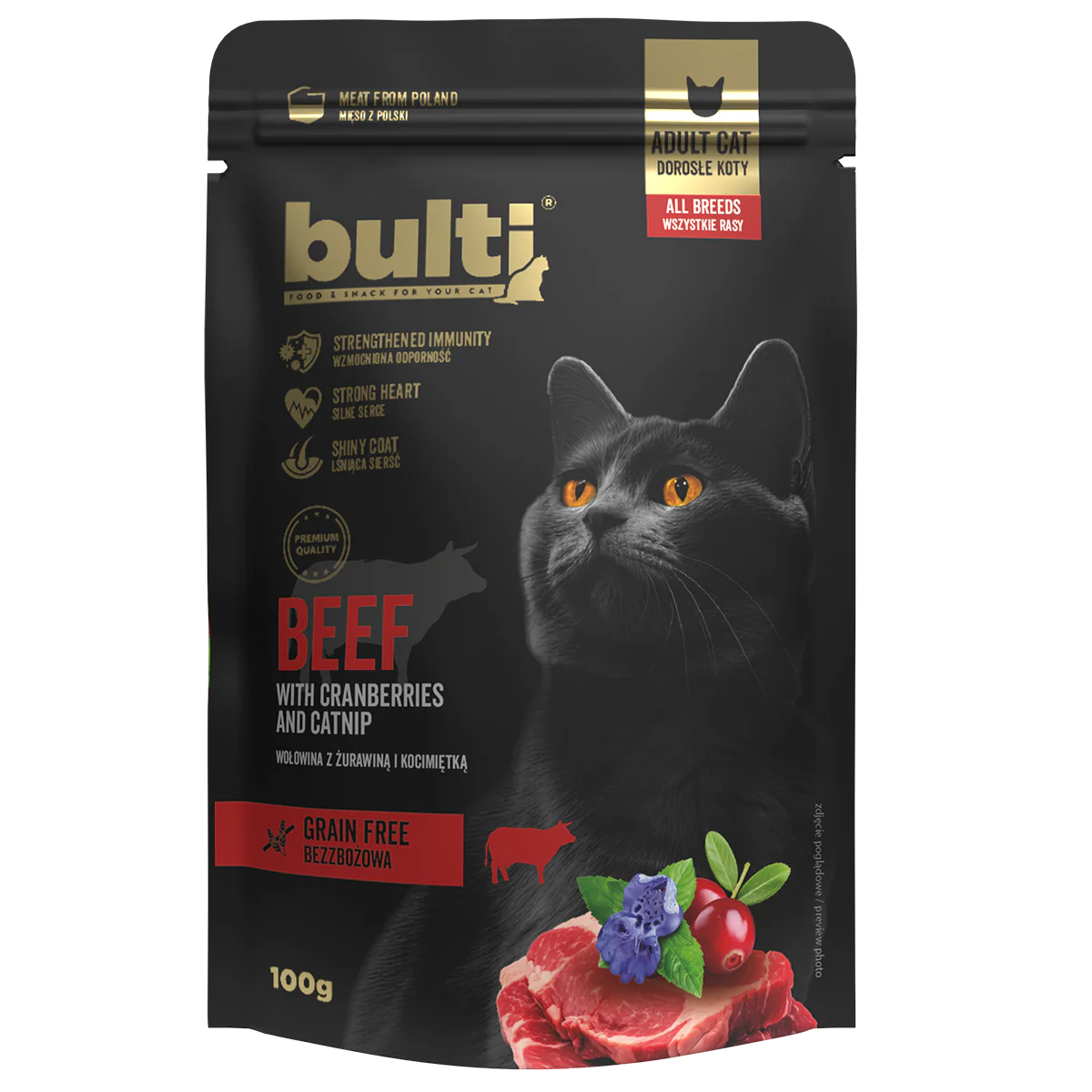 Bult - Bulti GF Superfood Pouch cu Vita, Afine si Merisoare pentru Pisici 100 Gr
