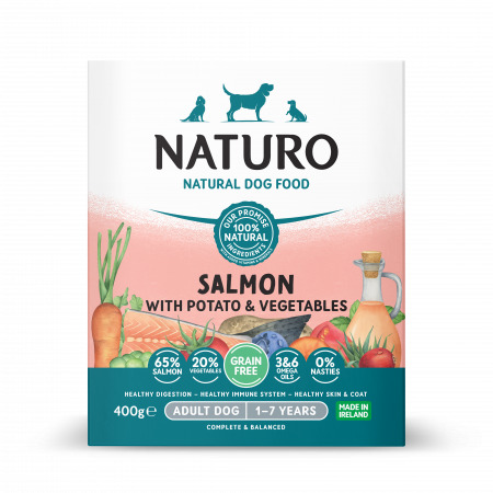 Naturo - Caserola Naturo Adult Grain Free cu Carne de Somon, Cartofi si Legume 400g