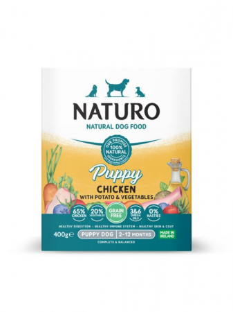 Naturo - Caserola Naturo Puppy cu Carne de Pui, Orez si Legume 400g