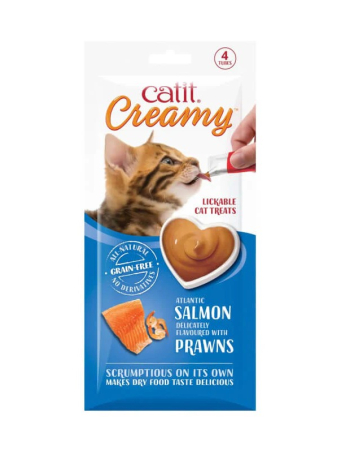 Recompense si Delicii pentru Pisici - Catit Creamy Recompense Cremoase cu Somon si Creveti 4x10 Gr