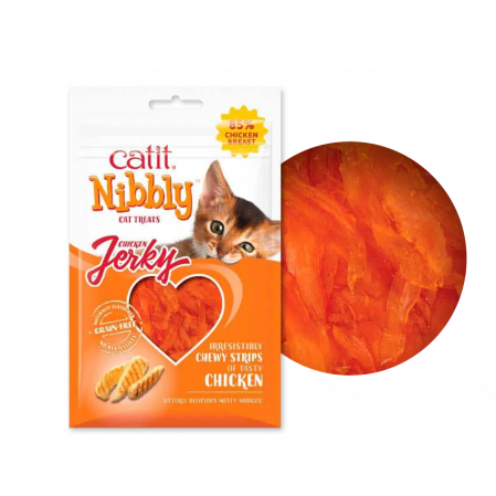 Recompense si Delicii pentru Pisici - Catit Nibbly Jerky cu Pui 30 Gr
