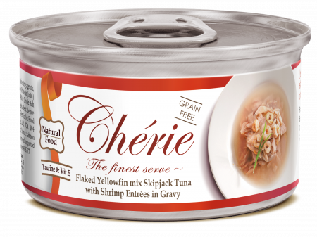 Cherie - Cherie Adult Cat Grain Free Mix Fulgi de Ton cu Creveti in Sos