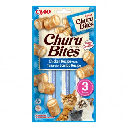 Recompense si Delicii pentru Pisici - Churu Bites Recompense pentru Pisici cu Pui Ton si Scoici