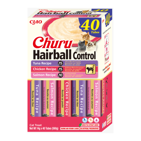 Pisici - Churu Cat Varieties Hairball Recompense Cremoase cu Ton, Pui si Somon 40 Buc