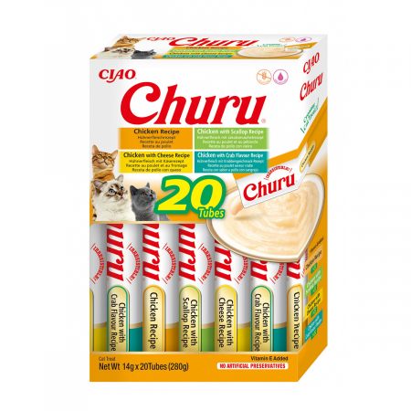 Recompense si Delicii pentru Pisici - Churu Cat Varieties Recompense Cremoase cu Pui 20 buc