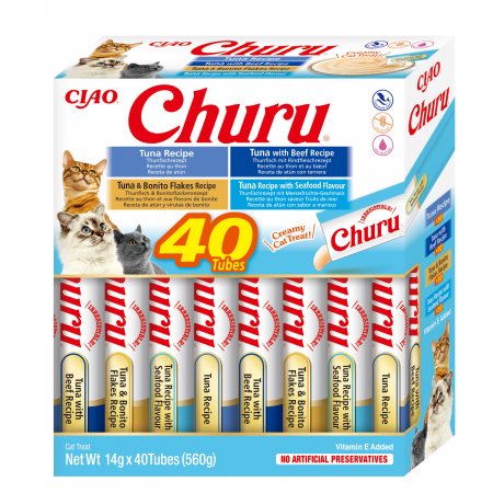 Recompense si Delicii pentru Pisici - Churu Cat Varieties Recompense Cremoase cu Ton 40 buc