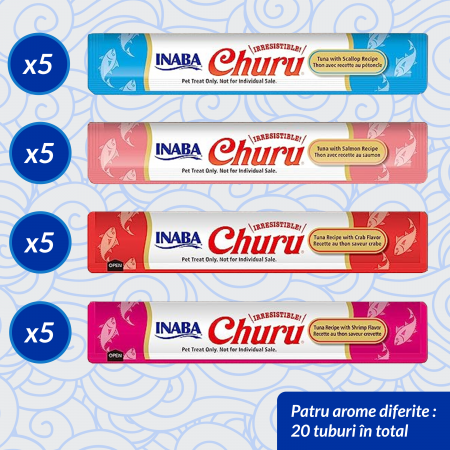 Churu Cat Varieties Recompense Cremoase cu Ton si Fructe de Mare 20 Buc [1]