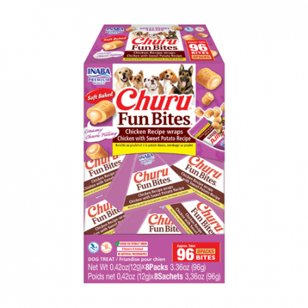 Recompense si Delicii pentru Caini - Churu Dog Fun Bites Recompense pentru Caini cu Pui si Cartof Dulce