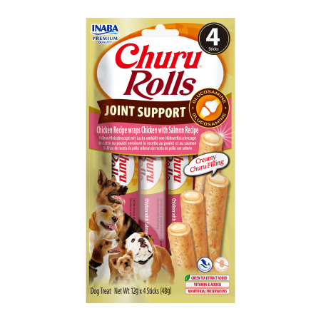 Recompense si Delicii pentru Caini - Churu Dog Rolls Joint Support Recompense cu Pui si Somon pentru Caini