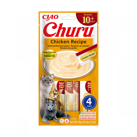Recompense si Delicii pentru Pisici - Churu Recompensa Cremoasa cu Pui pentru Pisici Senior